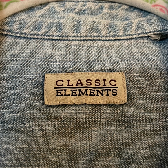 Classic Elements Tinker Bell Patch Denim Button Down Long Sleeve Top - Picture 3 of 4